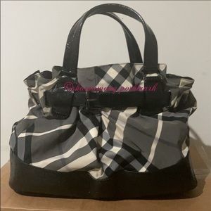 Burberry Plaid Gunmetal Buckle Tote Bag